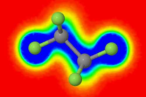 MP2/6-31G(d) charge density of Hexafluorethan